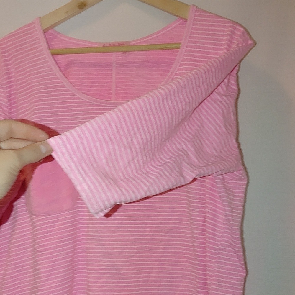 Fresh Produce Tee Bright Hot Pink White Stripe One Size Boxy Oversized Fit‎ M L - Picture 6 of 7